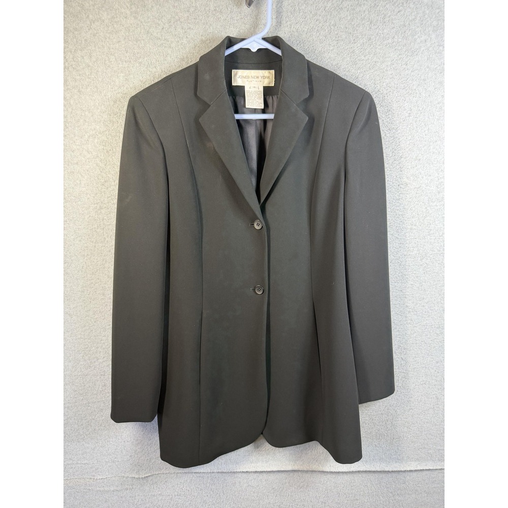 Jones New York Blazer Womens 6 Black Two Button Lined Office Career Work Jacket